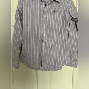 WOMANS POLO RALPH LAUREN SPORT SLIM FIT LILAC STRIPE OXFORD SHIRT Size 4